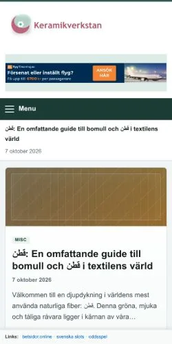 Anteprima del sito Keramikverkstan, referenziato per la pubblicazione di articoli sponsorizzati