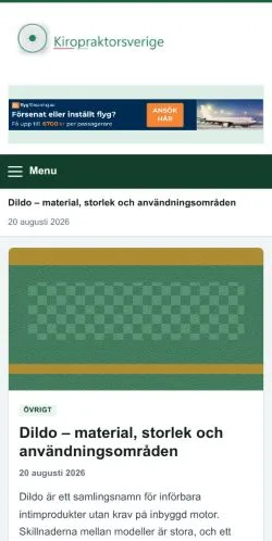 Forhåndsvisning af Kiropraktor Sverige, opført til udgivelse af sponsorerede artikler