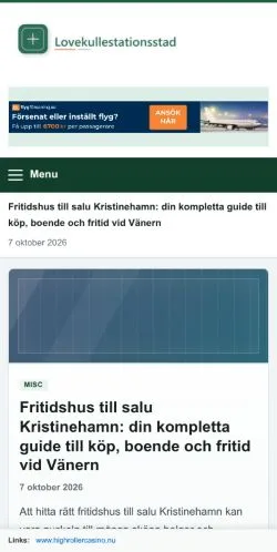 Aperçu du site Lovekullestationsstad, référencé pour publier un article sponsorisé