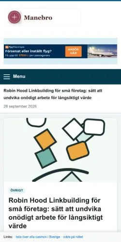 Anteprima del sito Manebro, referenziato per la pubblicazione di articoli sponsorizzati