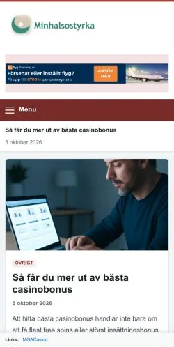 Vista previa del sitio Min Halsostyrka, referenciado para publicar artículos patrocinados
