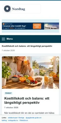 스폰서 기사 게재 매체로 등록된 Nordtag 사이트 미리보기