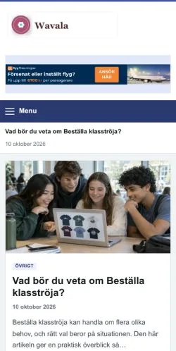 Anteprima del sito Wavala, referenziato per la pubblicazione di articoli sponsorizzati