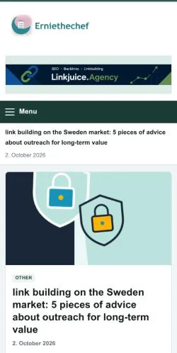 Förhandsvisning av webbplatsen Ernie The Chef, listad för publicering av sponsrade artiklar