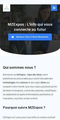 Aperçu du site MZExpos, référencé pour publier un article sponsorisé