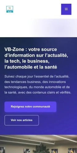 Forhåndsvisning af VB Zone, opført til udgivelse af sponsorerede artikler