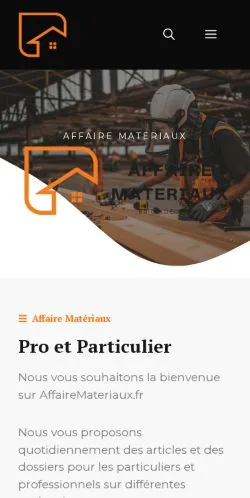 Aperçu du site Affaire Matériaux, référencé pour publier un article sponsorisé