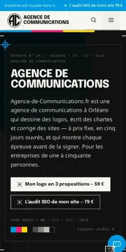 Aperçu du site Agence Communications, référencé pour publier un article sponsorisé