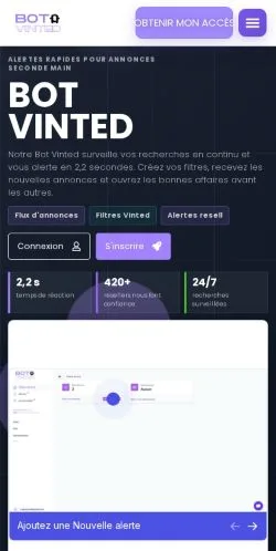 Aperçu du site Bot Vinted, référencé pour publier un article sponsorisé