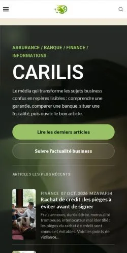 Aperçu du site Carilis Actus, référencé pour publier un article sponsorisé