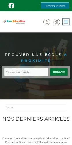 Aperçu du site Pass Éducation Annuaire, référencé pour publier un article sponsorisé