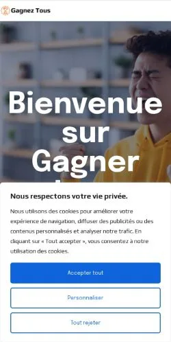 Aperçu du site Gagner Tous, référencé pour publier un article sponsorisé