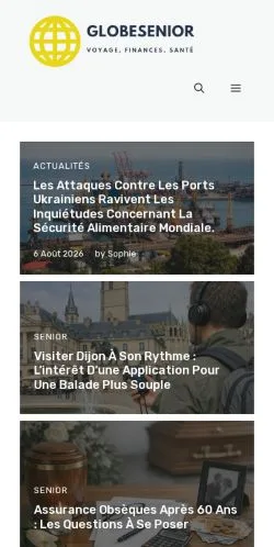 Aperçu du site Globe Senior, référencé pour publier un article sponsorisé