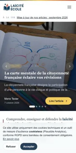 Aperçu du site Laïcité École, référencé pour publier un article sponsorisé