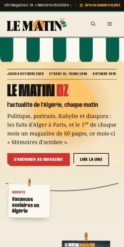 Aperçu du site Le Matin DZ, référencé pour publier un article sponsorisé