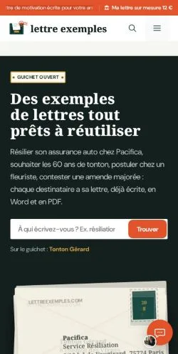 Aperçu du site Lettres Exemples, référencé pour publier un article sponsorisé