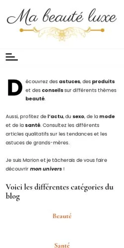 Aperçu du site Ma Beauté Luxe, référencé pour publier un article sponsorisé