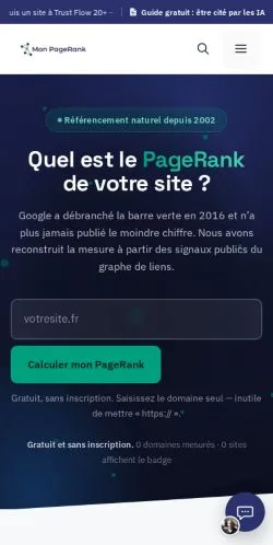 Aperçu du site Mon PageRank, référencé pour publier un article sponsorisé