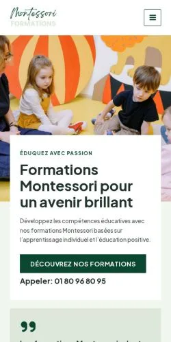 Aperçu du site Montessori Formations, référencé pour publier un article sponsorisé