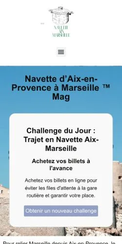 Aperçu du site Navette Aix Marseille, référencé pour publier un article sponsorisé