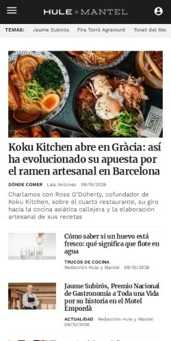 Aperçu du site Hule y Mantel, référencé pour publier un article sponsorisé