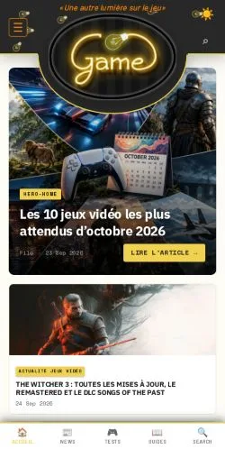 Aperçu du site Game Actualité Jeux, référencé pour publier un article sponsorisé