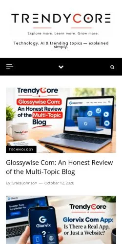 Anteprima del sito TrendyCore, referenziato per la pubblicazione di articoli sponsorizzati