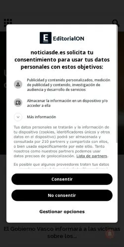 Vista previa del sitio NoticiasDe.es, referenciado para publicar artículos patrocinados