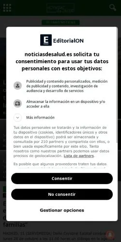 Forhåndsvisning af noticiasdesalud.es, opført til udgivelse af sponsorerede artikler