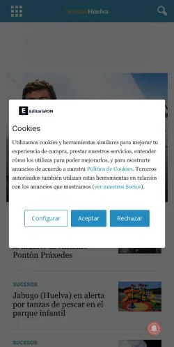 Vista previa del sitio noticiashuelva.com, referenciado para publicar artículos patrocinados