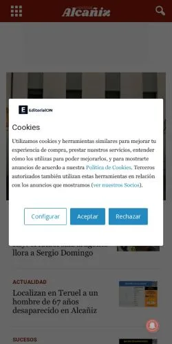 Vista previa del sitio noticiasalcaniz.com, referenciado para publicar artículos patrocinados