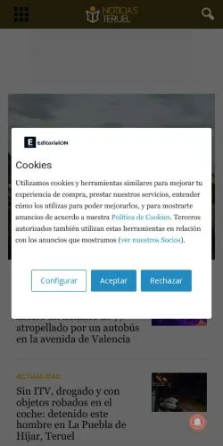 スポンサード記事の掲載先として登録されたnoticiasteruel.comのサイトプレビュー