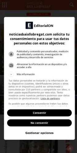 Pré-visualização do site noticiasbaixllobregat.com, referenciado para publicar artigos patrocinados