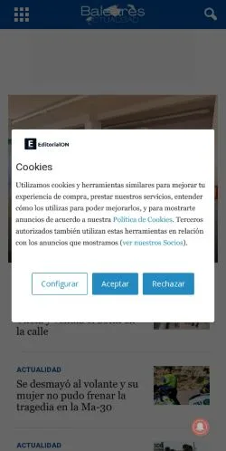 Preview of the balearesactualidad.com website, listed for sponsored article publication
