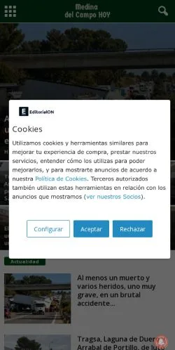 Vista previa del sitio medinadelcampohoy.com, referenciado para publicar artículos patrocinados