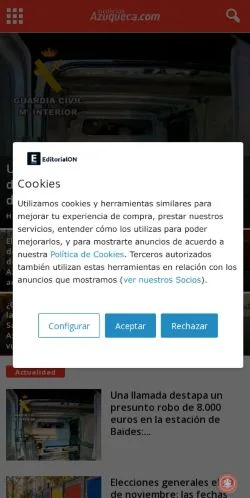 Forhåndsvisning af noticiasazuqueca.com, opført til udgivelse af sponsorerede artikler