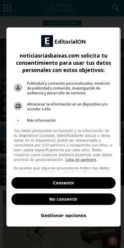 スポンサード記事の掲載先として登録されたnoticiasriasbaixas.comのサイトプレビュー