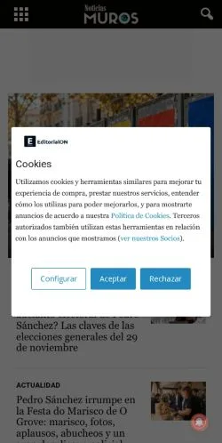 스폰서 기사 게재 매체로 등록된 noticiasmuros.com 사이트 미리보기