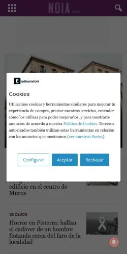 Pré-visualização do site noiahoy.com, referenciado para publicar artigos patrocinados