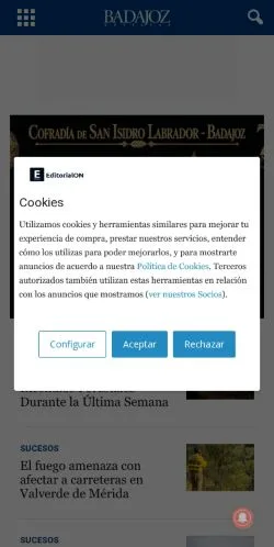 Vista previa del sitio badajoznoticias.com, referenciado para publicar artículos patrocinados