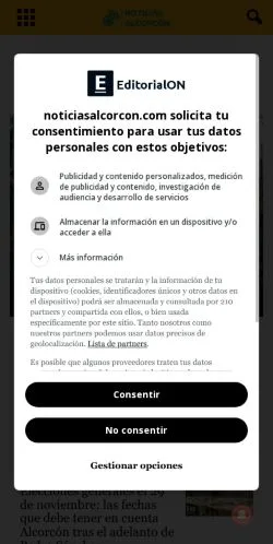 Anteprima del sito noticiasalcorcon.com, referenziato per la pubblicazione di articoli sponsorizzati