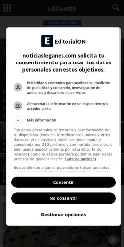 Vista previa del sitio noticiasleganes.com, referenciado para publicar artículos patrocinados