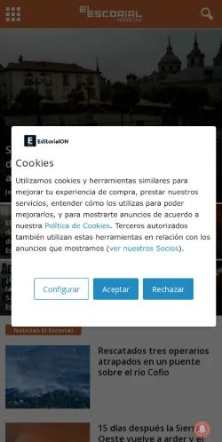 Vista previa del sitio elescorialnoticias.com, referenciado para publicar artículos patrocinados