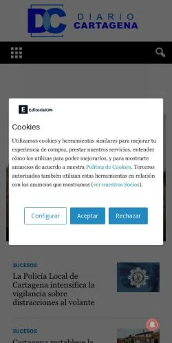 Forhåndsvisning av nettstedet diariocartagena.com, oppført for publisering av sponsede artikler