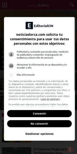 스폰서 기사 게재 매체로 등록된 noticiaslorca.com 사이트 미리보기