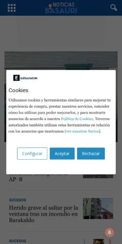 スポンサード記事の掲載先として登録されたnoticiasbasauri.comのサイトプレビュー