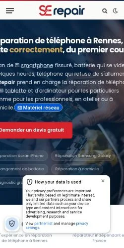 Podgląd witryny SE Repair, ujętej jako miejsce publikacji artykułów sponsorowanych