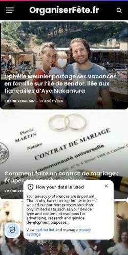 Forhåndsvisning af Organiser Fête, opført til udgivelse af sponsorerede artikler
