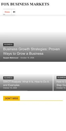 Aperçu du site Fox Business Markets, référencé pour publier un article sponsorisé
